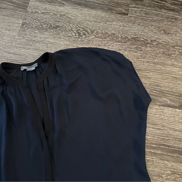 Vince Contrast Trim Silk Blouse - Picture 7 of 8